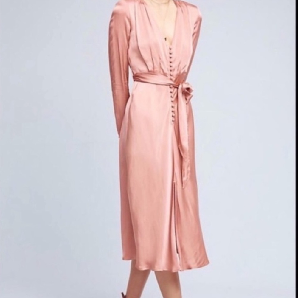 - Anthropologie rose blush midi dress
